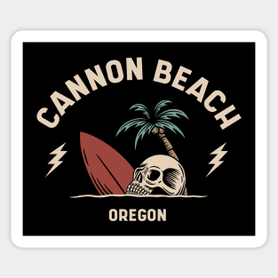 Vintage Surfing Cannon Beach Oregon // Retro Surf Skull Sticker